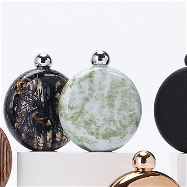 

special shaped russian wine pot stainless steel portable hip flask 5 oz round marble pattern bottle simple fashion 10 5ml b2