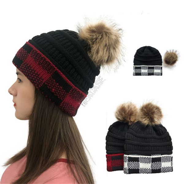 

крючком вязаные зимние шансы шляпа женские дизайнеры одежда для шотландки копью чехол комок люкс съемный съемный pom лыжные шляпы головные у, Yellow