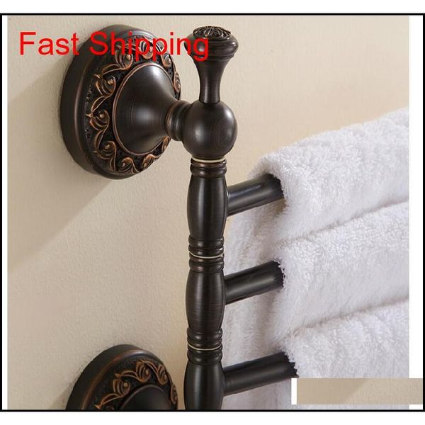 

wholesale and retail luxury oil rubbed bronze wall mounted towel rack holder 3 swivel bars flower carved qylson dh_seller2010