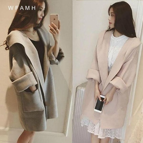 

woolen coat women's new korean version of the wild in the long section of nizi coat windbreaker cardigan autumn and winter1, Black