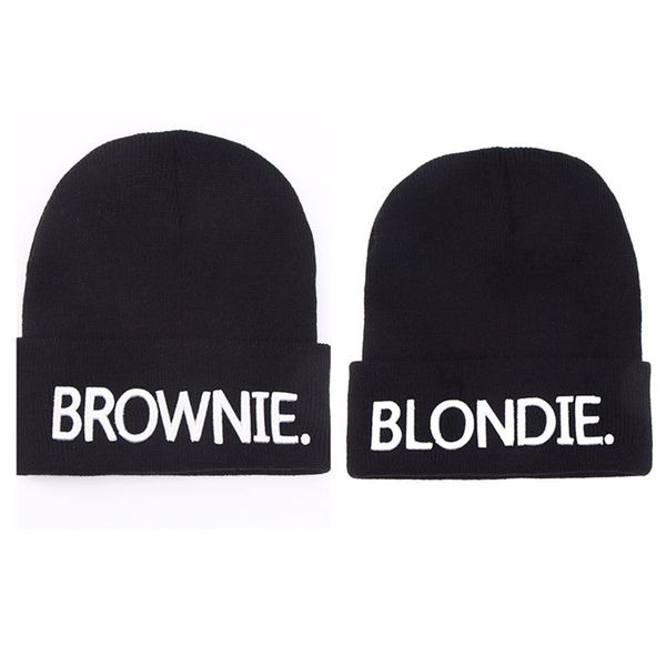 

beanie/skull caps blondie brownie embroidery beanies girlfriend women gifts for her knitted hat skullies bonnet winter hats high quality, Blue;gray