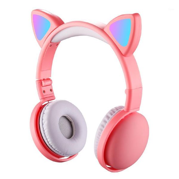 

aikswe multiple color led cat ear fold headphones bluetooth 5.0 hd voice with mic wireless+wired for girls gift and kids headset1