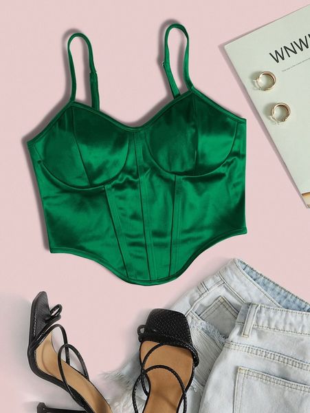 

curved hem satin cami b2rf#, White