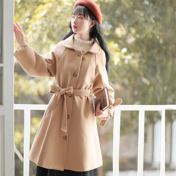 

autumn 2021 new furry medium-length woman's literary art coat and winter store women's clothes dkdr, Black;brown