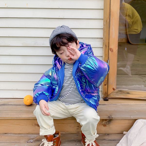 

8winter children's down 2020 jacket autumn / new korean version thickened warm colorful bread clothing trend coat for boys and girls 9, Blue;gray