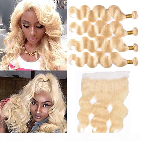 

malaysian hair blonde 613 bundles with frontal 3pcs lot brazilian body wave with closure 100% human hair bundles remy hair extension, Black;brown