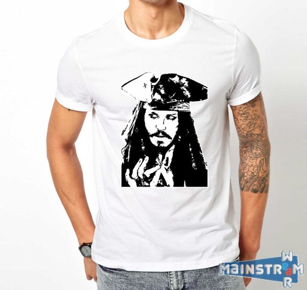 

футболка maglietta jack sparrow pirati dei caraibi джонни мужчины новый с коротким рукавом hipster мужчина тройники спорта толстовка с капюш