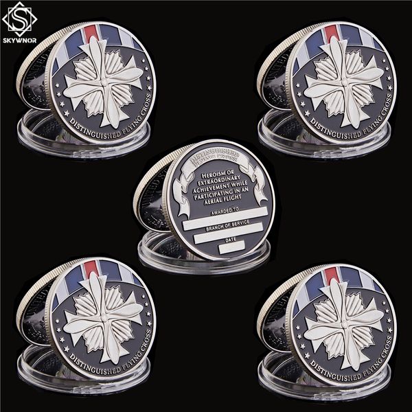 

5pcs us sea air force outstanding flying cross army craft silver plated military coin collectible
