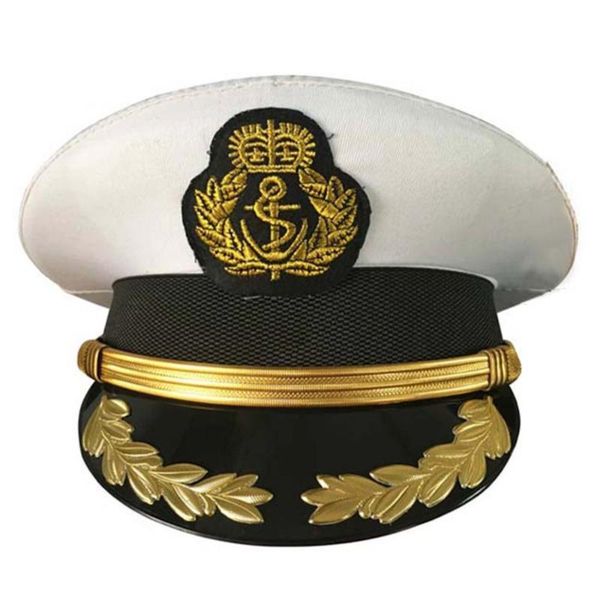 

wide brim hats costume navy officer caps men white, Blue;gray