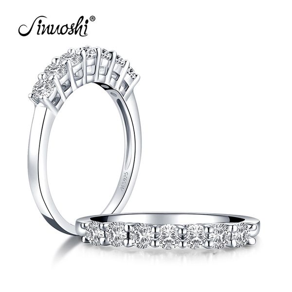 

ainuoshi trendy row drill wedding band ring 925 sterling silver ring simulated diamond engagement wedding band ring jewelry gift y200106, Slivery;golden