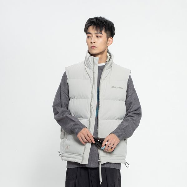 

south summer disguise 2020 winter men's loose solid color clothes fashion brand leisure cotton vest, Black;white