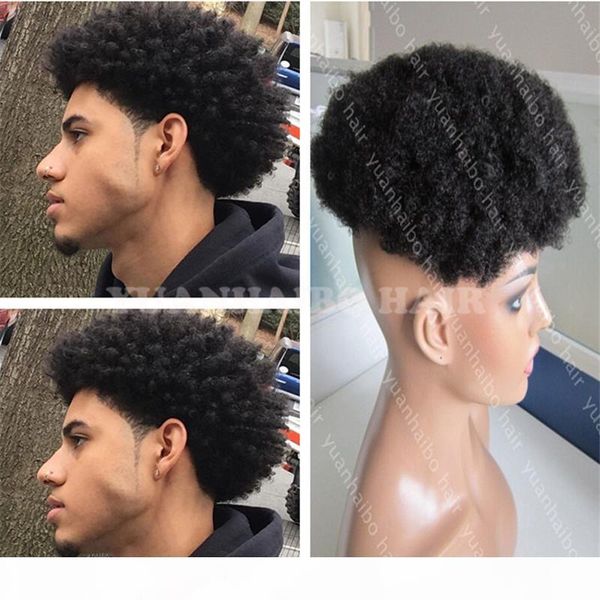 

selling black color virgin indian hair lace base with pu afro curl toupee for black men ing