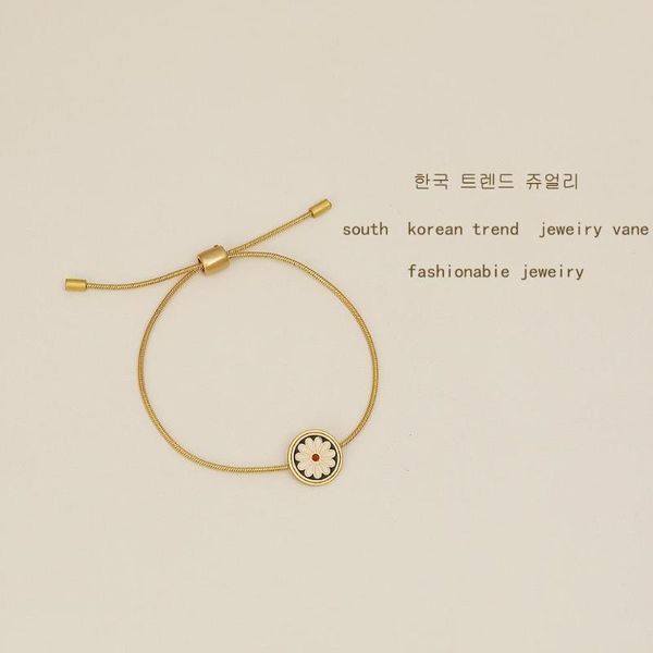 

charm bracelets 2021the european and american fashion enamel colored daisies styling bracelet feminine retro temperament adjustable, Golden;silver