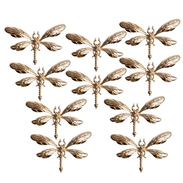 

10 pieces alloy flatback gold dragonfly embellishment flatback scrapbook 2.8x5cm