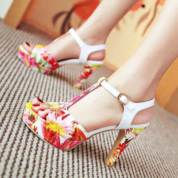

sandals ribetrini plush size 46 ladies buckle strap platform high heel shoes women luxucy fashion dress party, Black
