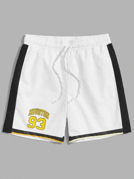 

men letter graphic drawstring shorts y3pd#, Black