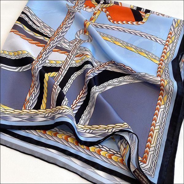

women scarf for ladies silk hand rolled scarf 90 animal print woman neck foulard luxe headwrap, Blue;gray