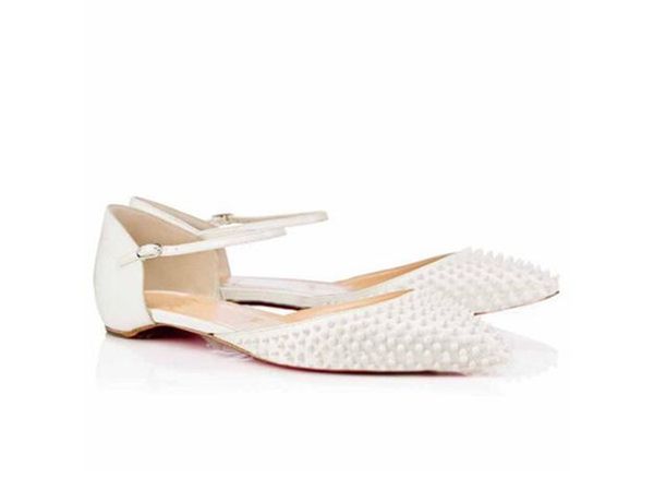 

лучшего качество red bottom свадебных платья партии pumps ремень baila шипастой кожа замша flat балетки spikd мода обувь острого нос, Black