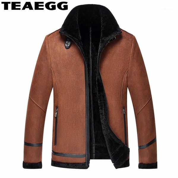 

men's fur & faux teaegg winter casual coat mens leather jackets and coats black brown warm parka plus size 4xl al15531