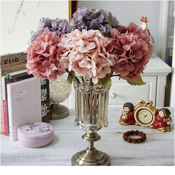 

1 bundle artificial flowers hydrangea branch home wedding decor autum silk plastic flower fake flow jllqqp