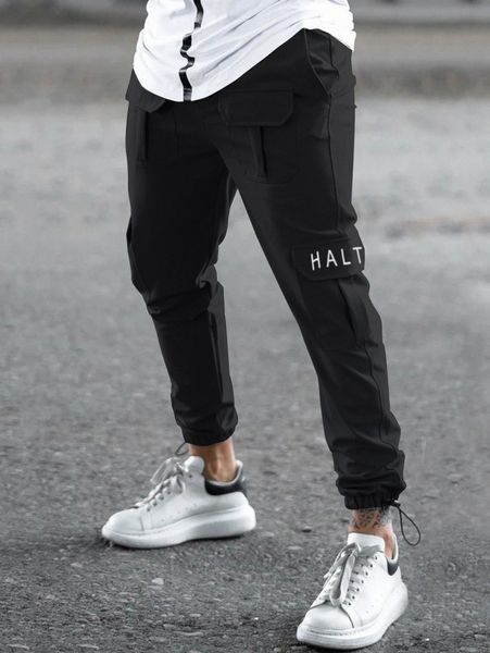 

men flap pocket cargo pants t8cw#, Black