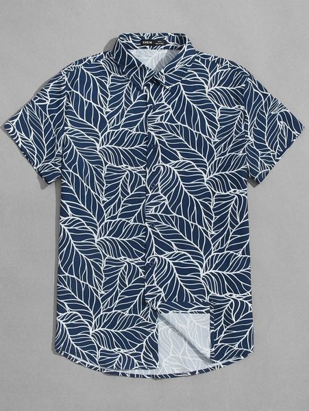 

men allover print button front shirt h6ki#, White;black