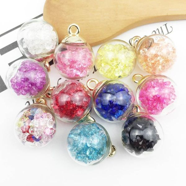 

10Pcs Christmas Crystal Glass Ball Charms Jewelry Earrings Necklace Making Pendant H91, Bronze;silver