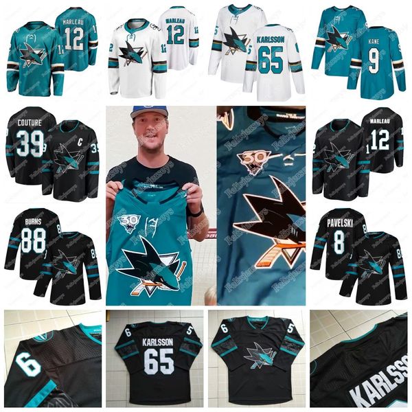 

сан - хосе шаркс 30-летие джерси патрик марло логан кутюр brent бернс эрик карлссон мартин джонс эвандер кейн гертл, Black;red