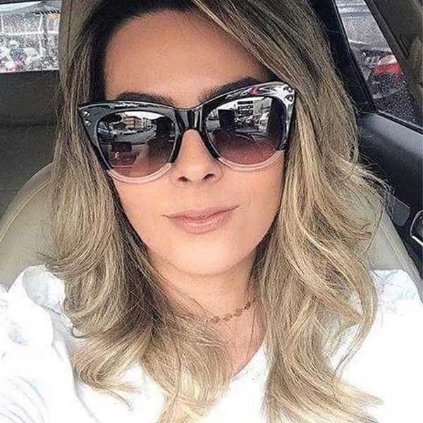 

q zyomy brand designer vintage cat eye women sunglasses hd lenses retro eyewear goggles driving gafas, White;black