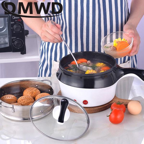 

electric skillets dmwd multifunction double layer pot mini noodle cooker non-stick skillet eggs soup cooking rice steamer pan