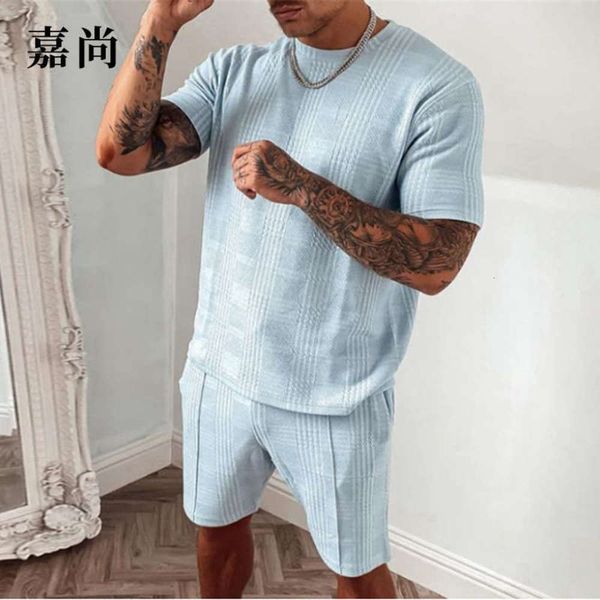 

2020 short sleeve two piece sports summer trend casual men's suit, Gray