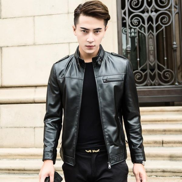 

men's genuine leather jacket spring autumn real sheepskin coat motorcycle biker jacket leather coats 2020 1yw1503 kj39201, Black