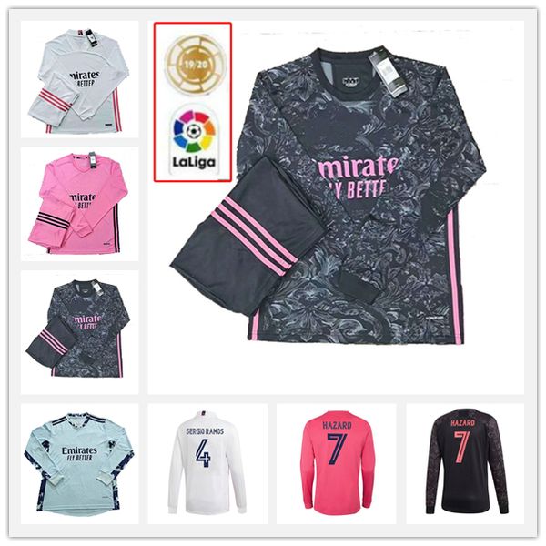 

20 21 casemiro long sleeve soccer jerseys man hazard valverde rodrgo camiseta 2020 2021 vinicius asensio football shirt kids equipment, Black