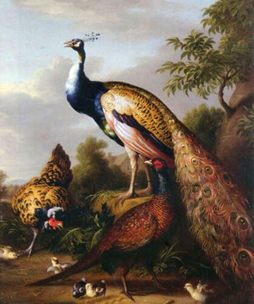 

birds peacocks with hen chicks in view home decoration oil painting on canvas wall art canvas pictures for wall decor 201021