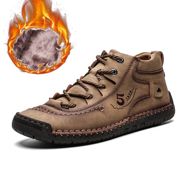 

men winter medium-cut male vintage handmade men's sneakers retro frosty boots big size shoes, Black;red