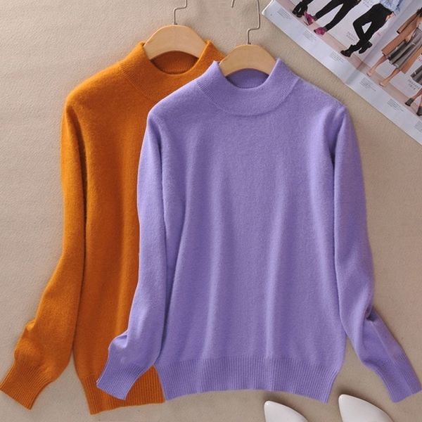 

autumn turtleneck women spring clothes leisure cashmere knitwear sweater thick knitted shirt sweaters black y200720, White;black