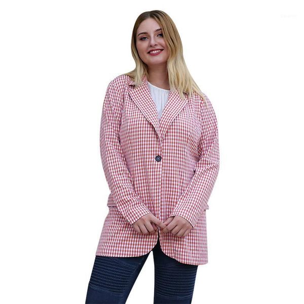 

whzhm pink one piece women plaid plus size 3xl 4xl suits spring single button blazers turn-down collar coats female suits1, White;black