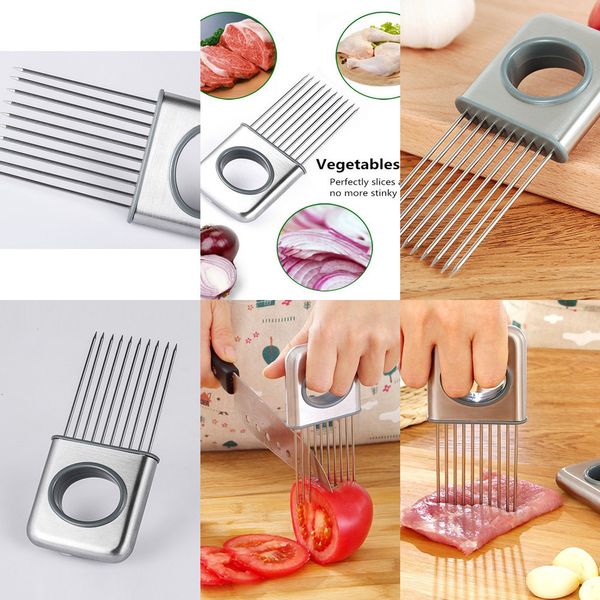 

easy onion holder slicer vegetable tools tomato cutter stainless steel kitchen gadgets no more stinky hands ship by epac 1 n13nj