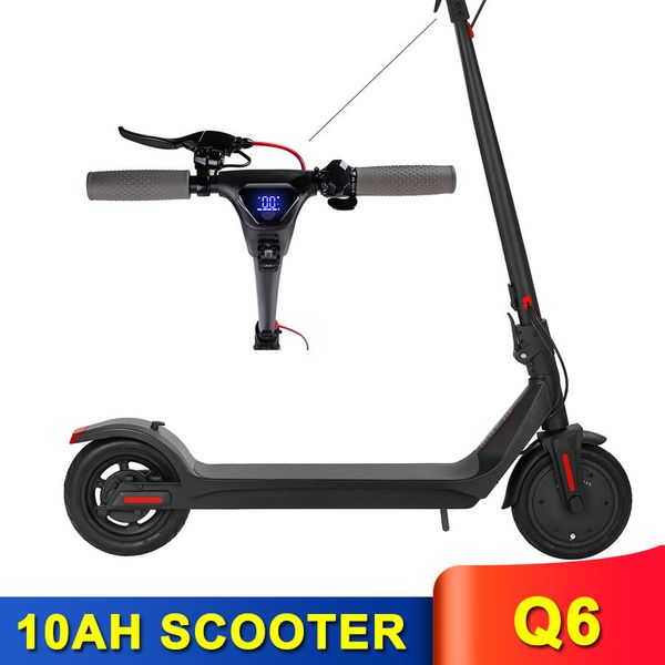 

новые q6 long endurance 10ah батареи электрический самокат 350w мотор складная самокат 8.5inch шин с led мощность дисплея e-велосипед скутер