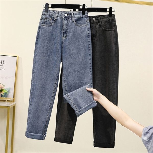 

winter thick fleece warm loose mom harem pants jeans women high waist casual streetwear female blue denim pants plus size 2xl 201223