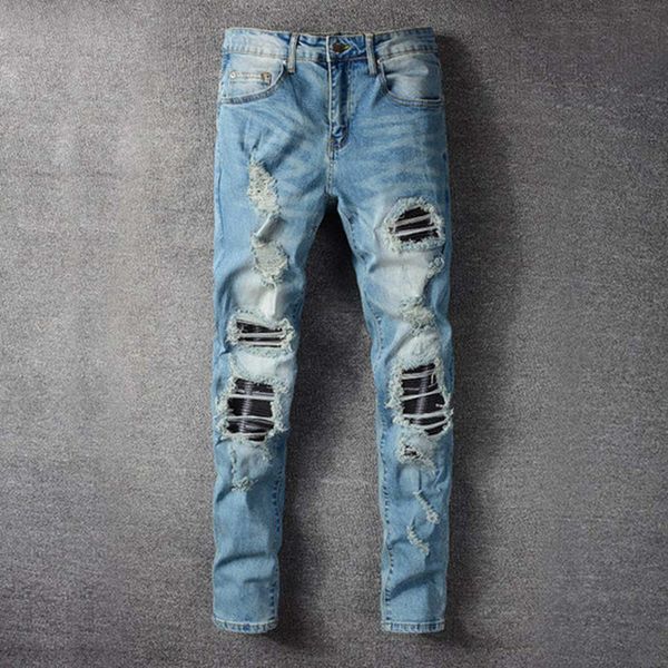 

2021 new designers men jeans fashion pants men jeans mens luxury jeans straight motorcycle biker men pants, Blue