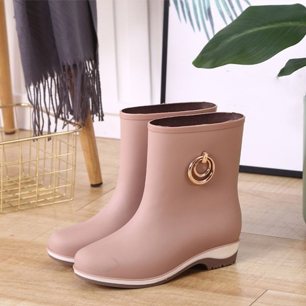 

2021 new women rain ankle boots non ladies waterproof shoes short boot fashion pvc slip on woman shoe 98l9, Black