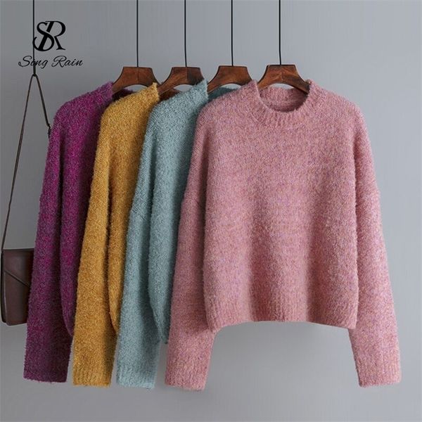 

singrain women thick knitted sweater autumn winter casual loose long sleeve elastic jumper korean fashion thicken warm pullovers 201221, White;black