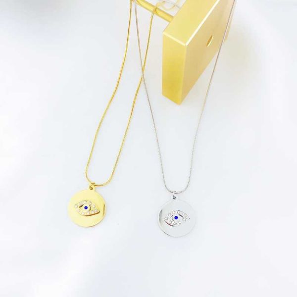 

chains turkish evil eye womens necklace stainless steel rhinestone choker pendants friends, Silver