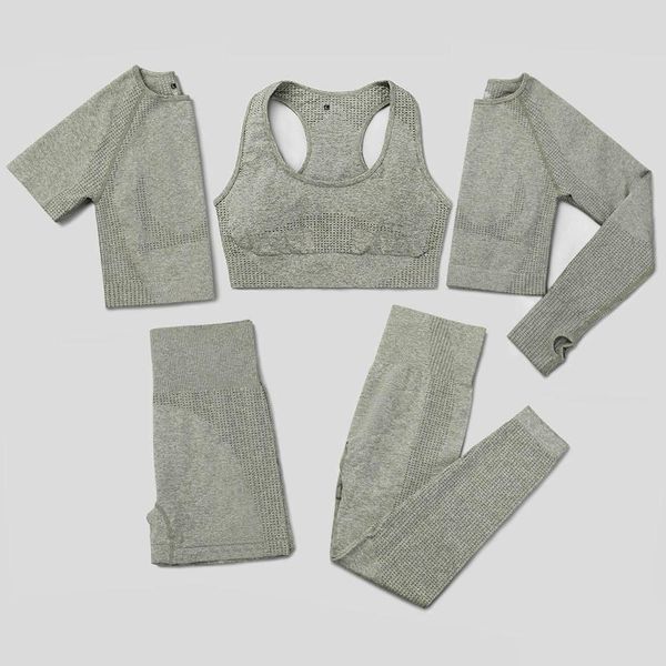 

seamless 5 piece womenyoga set short/long sleeve crop high waist running leggings sports set womentracksuit active wear sqcqeo pingtoy