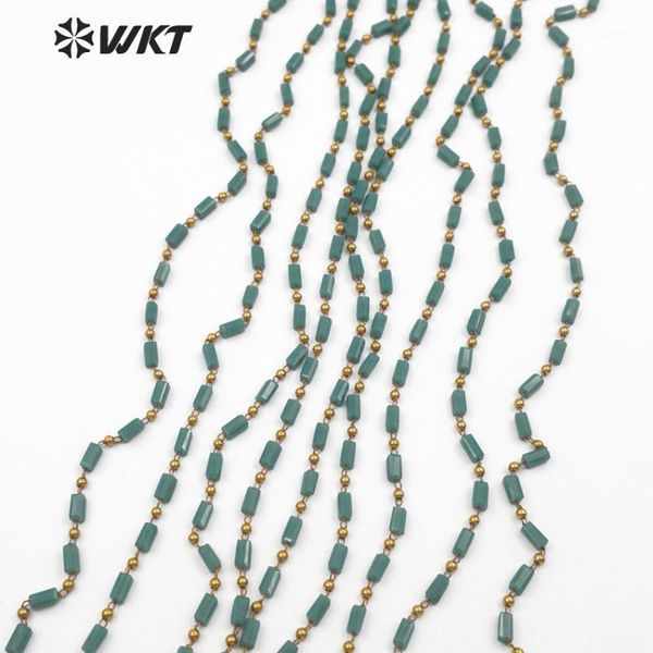 

wt-rbc075 wkt wholesale 10 meter dark green crystal beads chain luxe style handmade rosary beads chain for women jewelry making1, Silver
