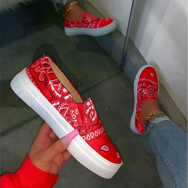 

flat graffiti print loafers bandana fashion sneakers green black red slip on shoes for women dropship wholesale