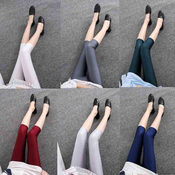 

summer women capri pant leggings casual solid color fluorescent shiny legging slim elasticity leggings fitness feminina, Black