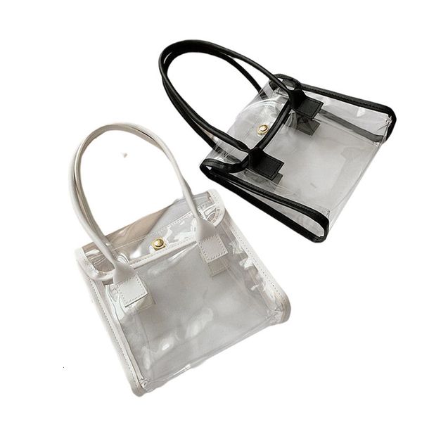 

transparent jelly fashion casual wild texture handbag small square bag for women solid black white hand bags