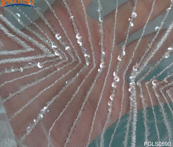 

lastest fabric lace fabric wedding embroidered geometric sewing 3yards for sequin dress craft lace tulle ivory rxjom